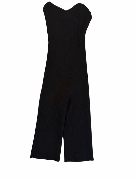 Free People Pants - FREE PEOPLE Black Ribbed Strapless Cropped Fitted Romper / Jumpsuit
